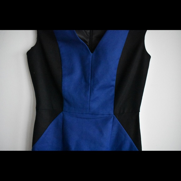 Zara blue/black block coloured work dress - Picture 4 of 4